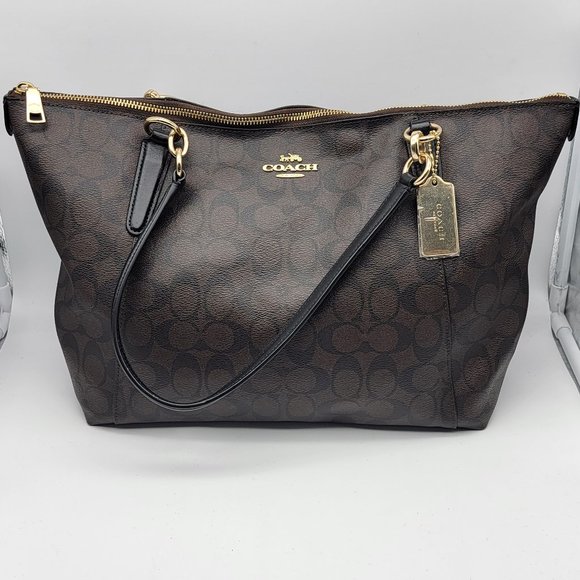 Coach Ava Tote in Signature F58318 Brown Black - Picture 1 of 8